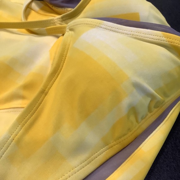 Under Armour Yellow Pixel Ombré Athlettic Tankini Swimsuit Top Halter Tie Dye - Picture 10 of 14